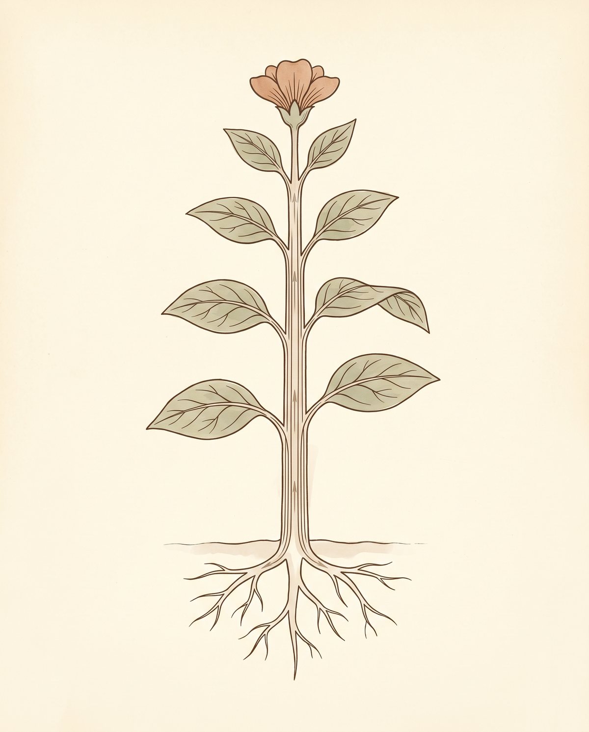 A plant as a vertical pump, schematic.