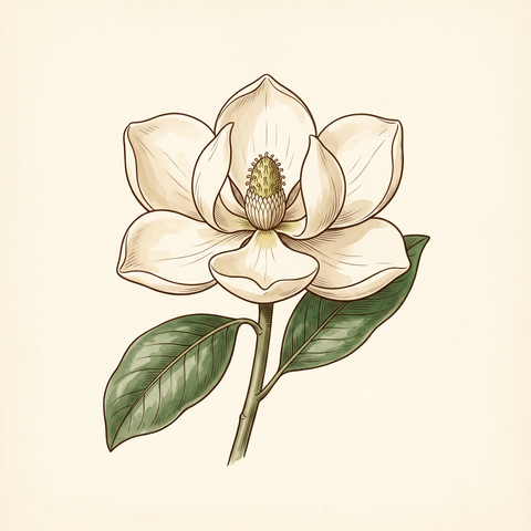 Solitary inflorescence illustration — southern magnolia (Magnolia grandiflora)