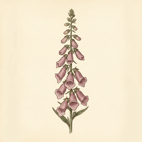 Raceme inflorescence illustration — common foxglove (Digitalis purpurea)