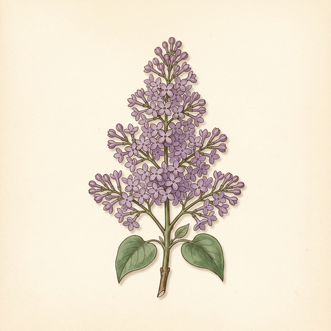 Panicle inflorescence illustration — common lilac (Syringa vulgaris)
