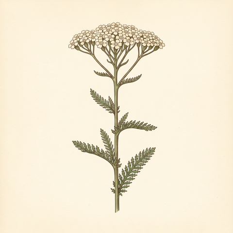 Corymb inflorescence illustration — common yarrow (Achillea millefolium)