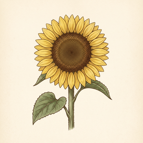 Capitulum inflorescence illustration — common sunflower (Helianthus annuus)