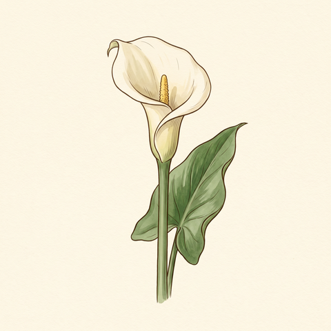 Spadix inflorescence illustration — calla lily (Zantedeschia aethiopica)
