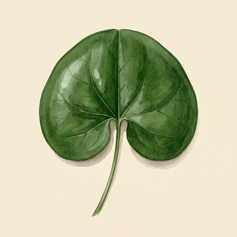 Reniform (kidney-shaped) leaf illustration — Asarum caudatum (wild ginger)