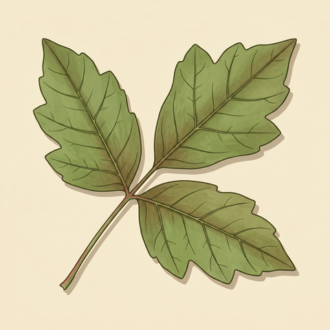 Trifoliate leaf illustration — Toxicodendron diversilobum (poison oak), green form for taxonomy-clean hub register
