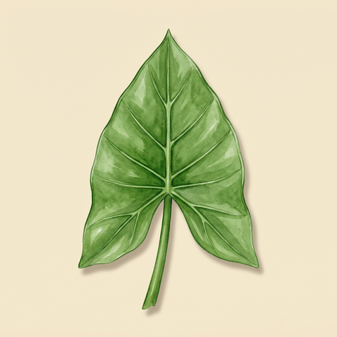 Sagittate (arrowhead) leaf illustration — Alocasia macrorrhizos