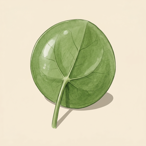 Peltate (shield-shaped) leaf illustration — Pilea peperomioides