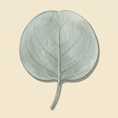 Orbicular (round) leaf illustration — Eucalyptus cinerea juvenile