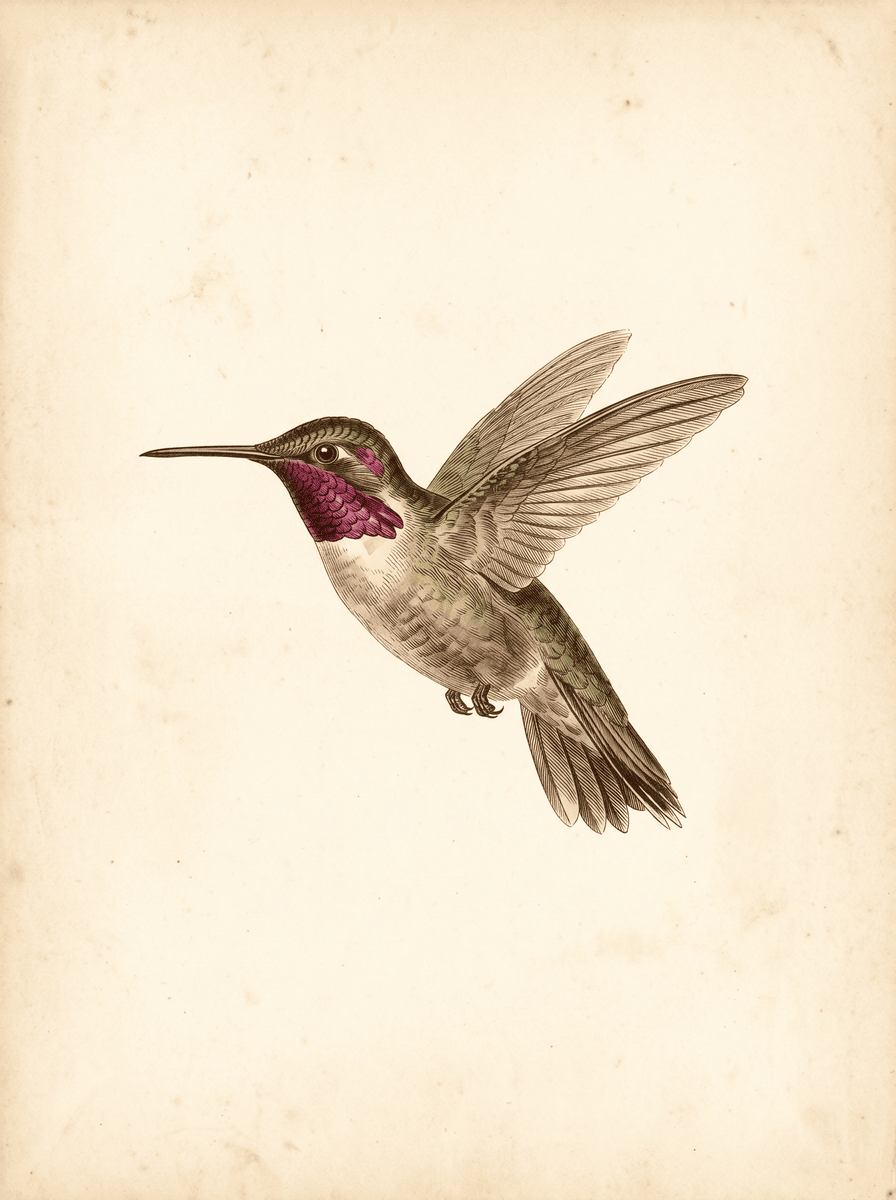 Anna's hummingbird (Calypte anna) natural history plate