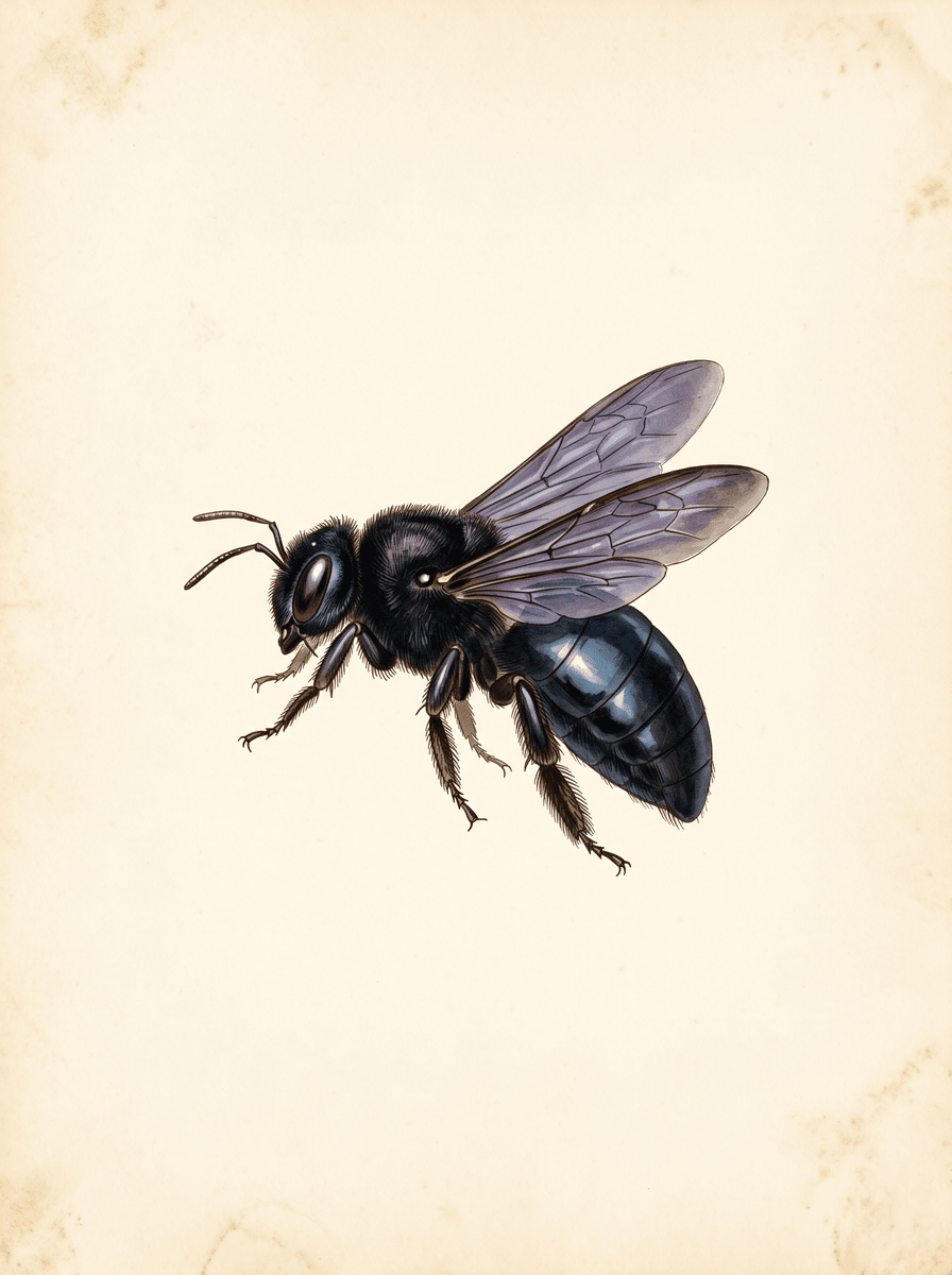 Carpenter bee (Xylocopa) natural history plate