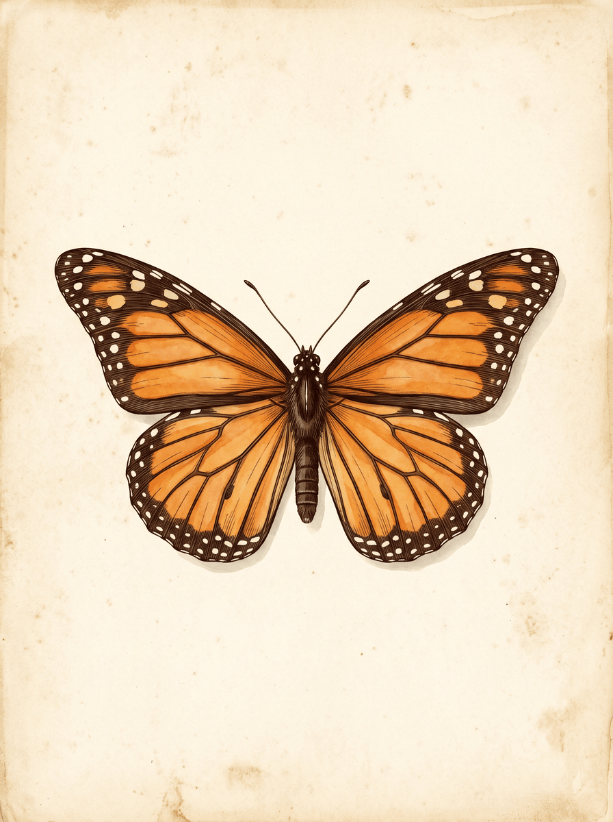 Monarch butterfly (Danaus plexippus) natural history plate
