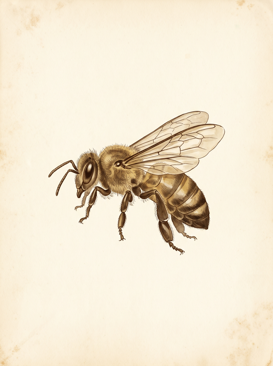 Honey bee (Apis mellifera) natural history plate