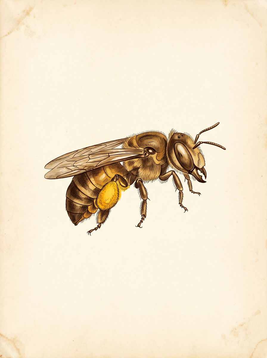 Leafcutter bee (Megachile) natural history plate
