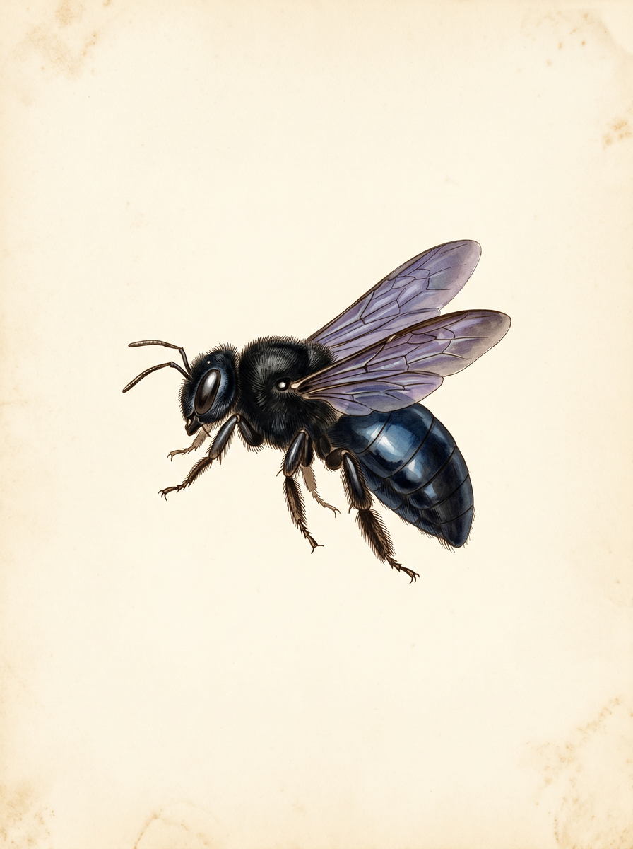 Carpenter bee (Xylocopa) natural history plate