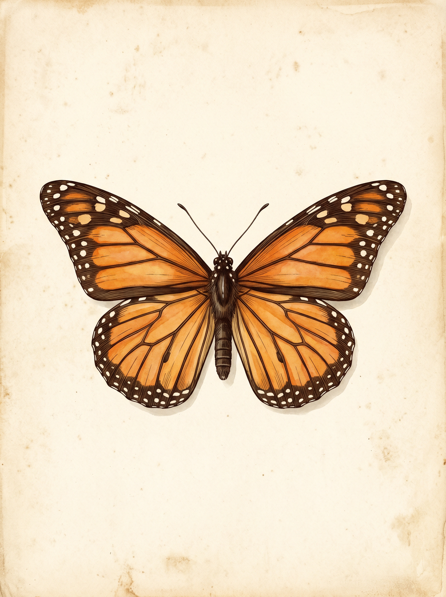 Monarch butterfly (Danaus plexippus) natural history plate