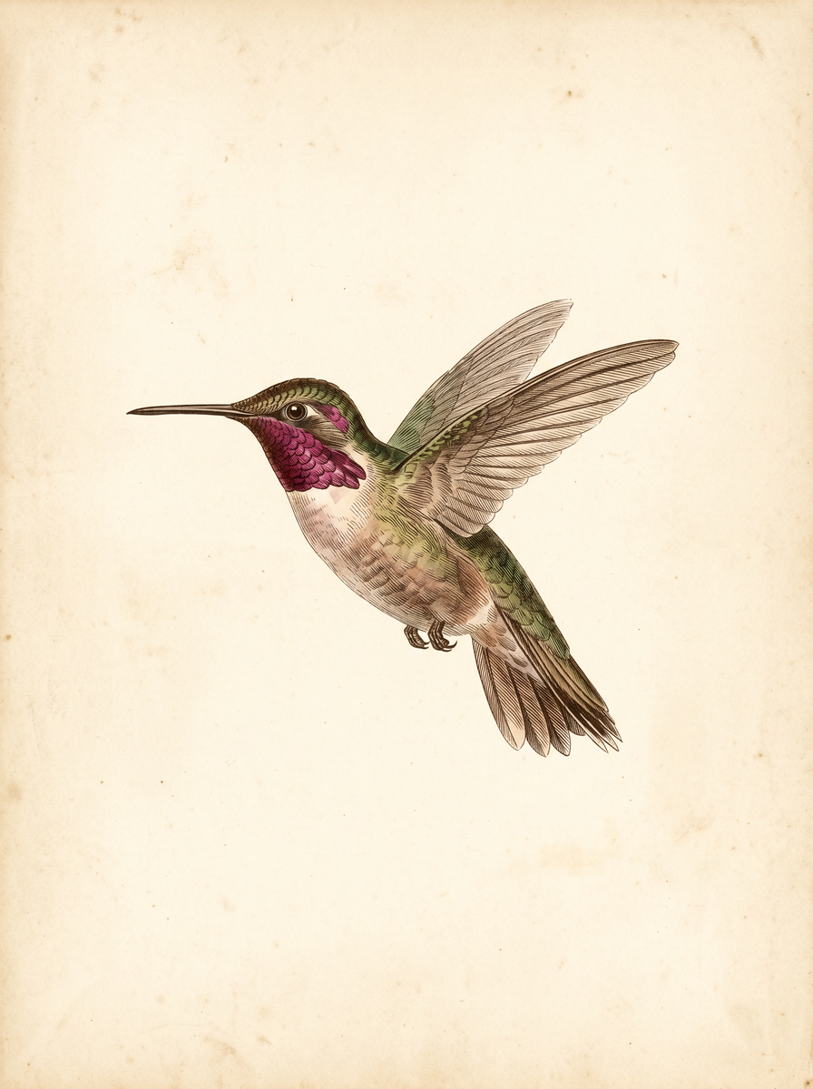 Anna's hummingbird (Calypte anna) natural history plate