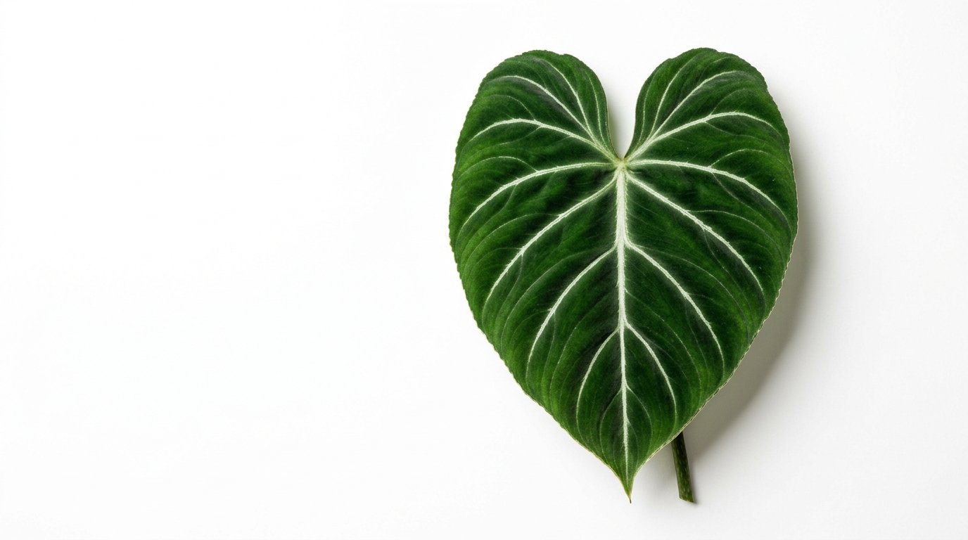 Philodendron McDowell hand-sized velvet leaf with silver veining traced along the midrib and laterals