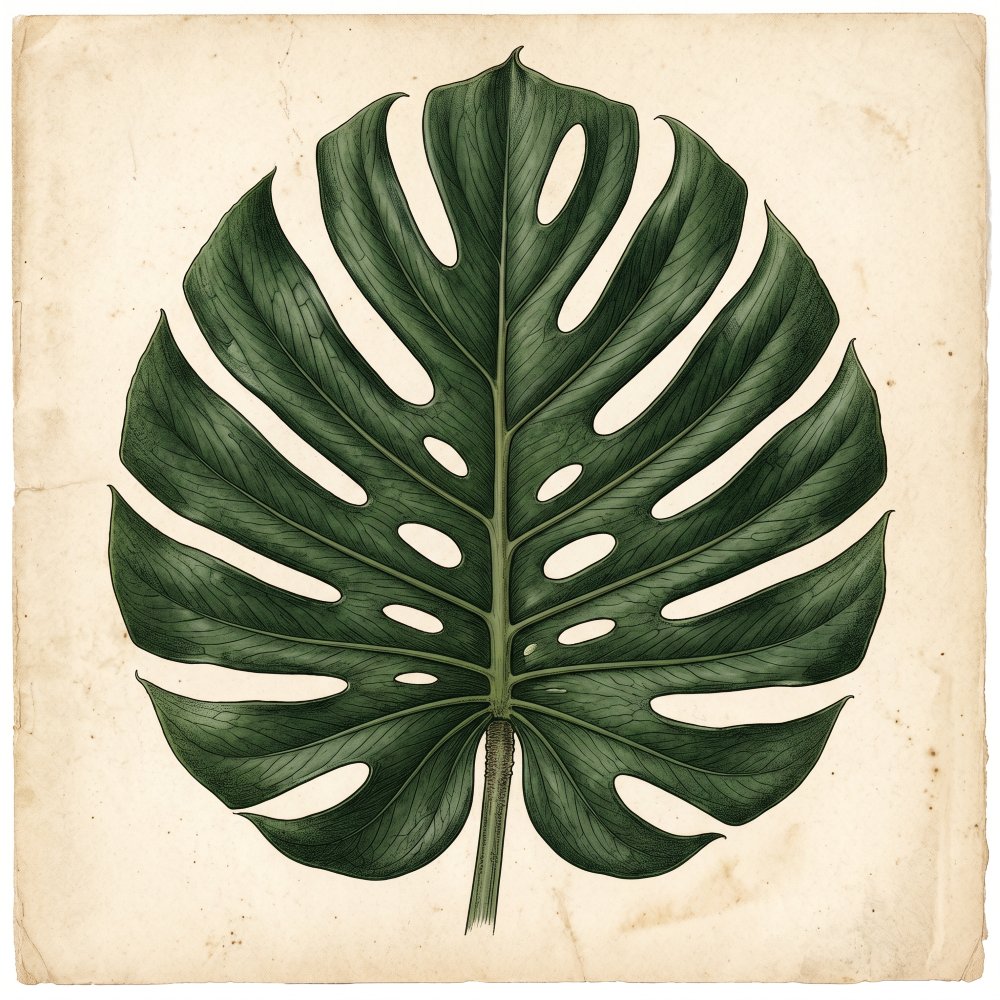 Mature Monstera leaf with large fenestrations and deep marginal splits