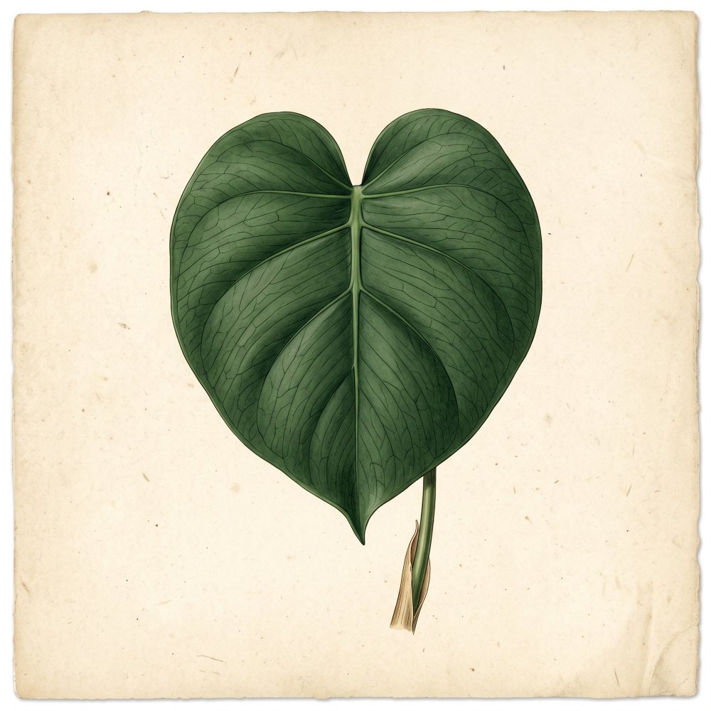 Young solid heart-shaped Monstera leaf with no holes